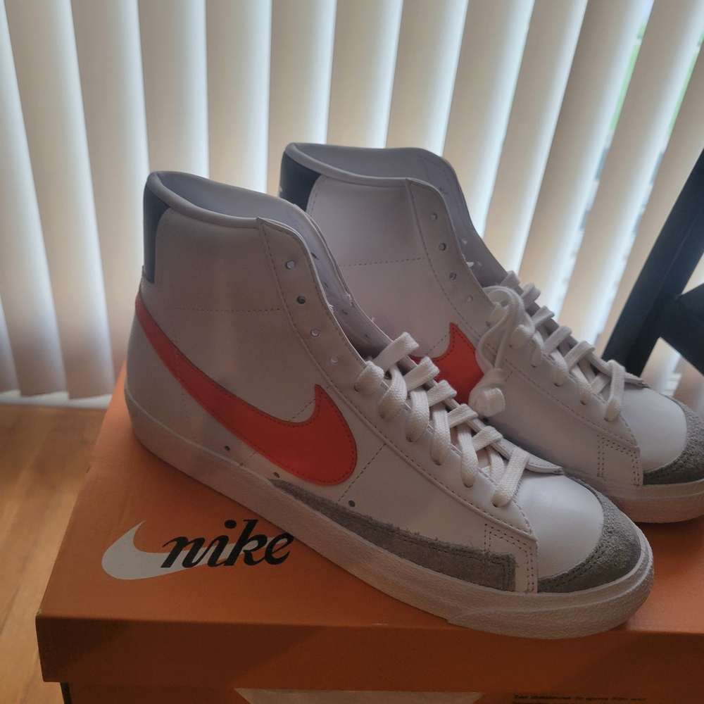 Nike Men's White and Orange High-Top Sneakers